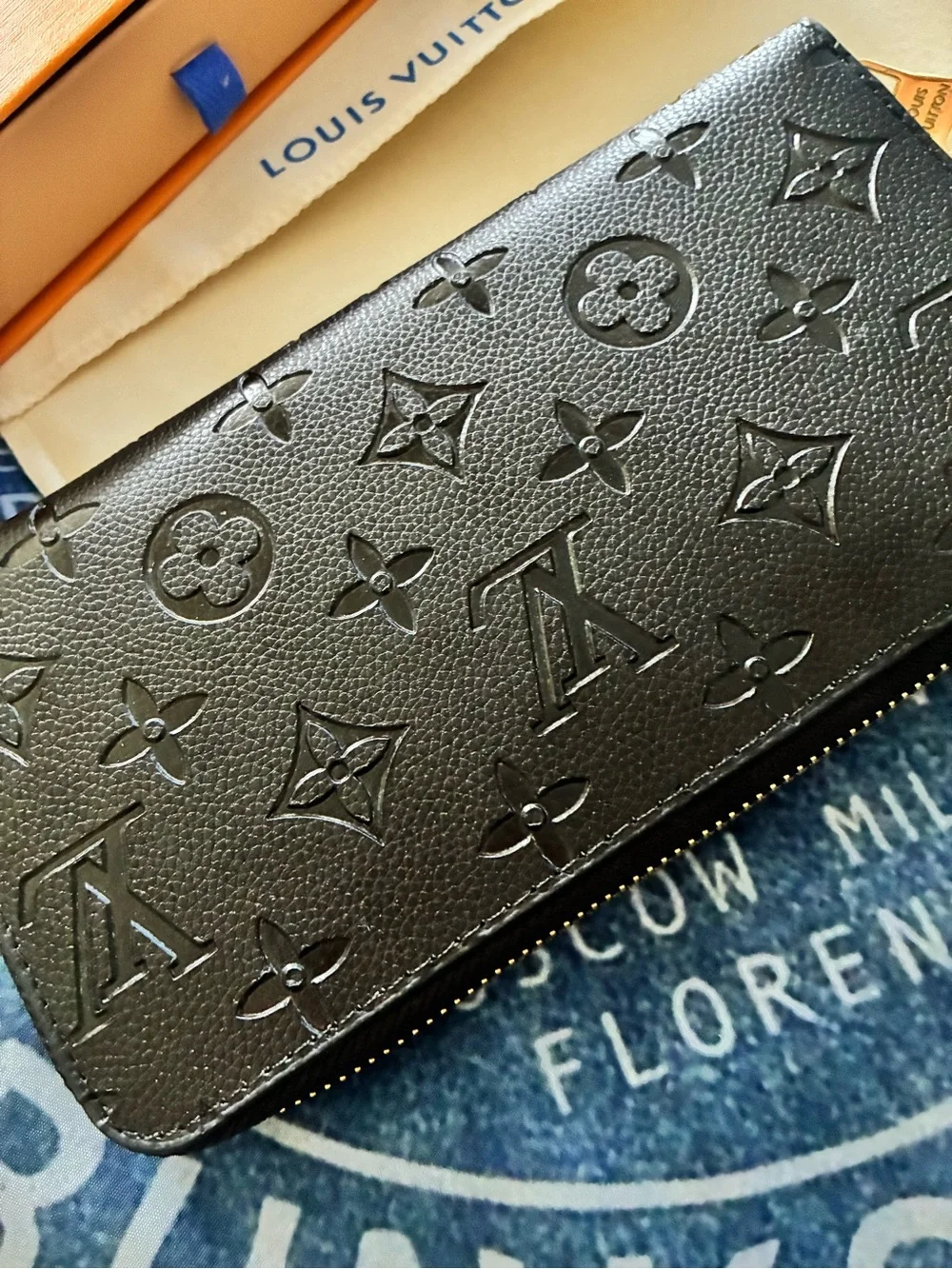Black LV  monogram embossed Wallet